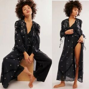 Free People Witchy Bohemian Maxi Dress Black NEW Stevie Nicks Small Festival